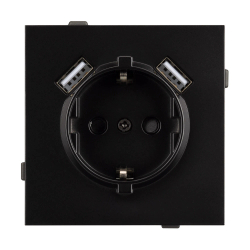 Механизм розетки с USB зарядкой SCT-TENDO-MUAA-PL-BK (230V, 16A) (Arlight, -) 054083