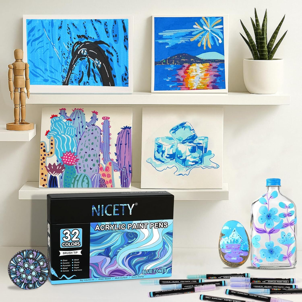 NICETY акриловые маркеры 1-5 мм, 32 шт, Blue