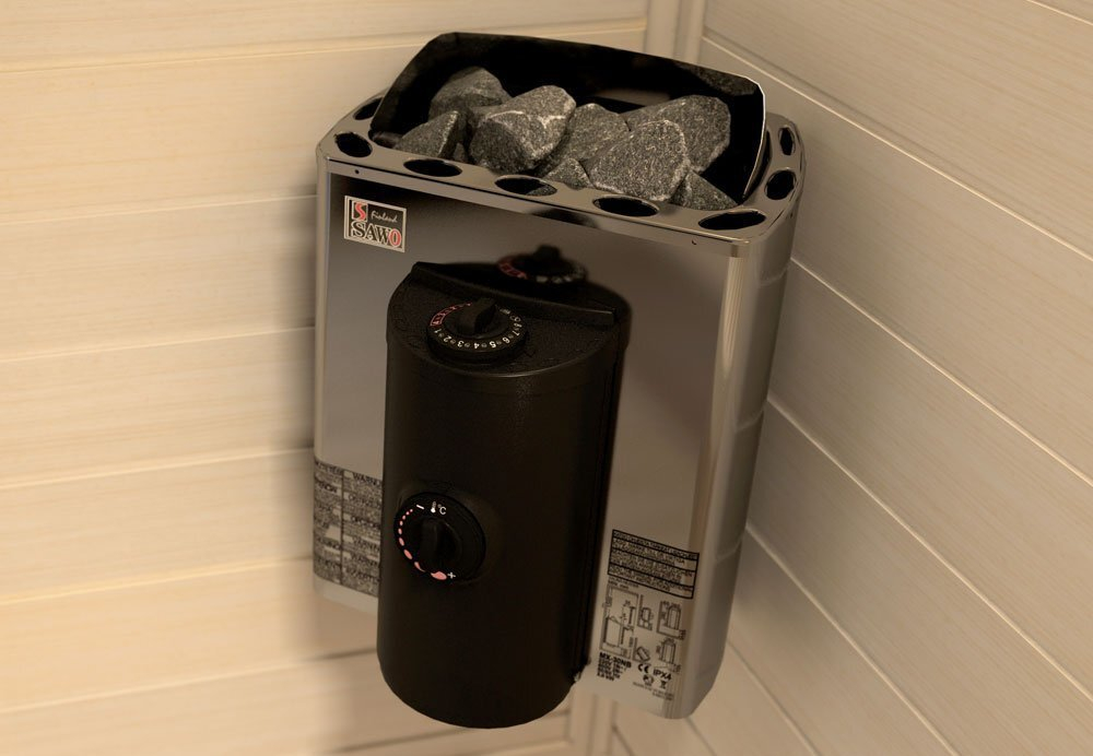 Электрическая печь SAWO Mini X MX-23NB-Z (2,3 кВт, встроенный пульт, внутри оцинковка, снаружи нержавейка)