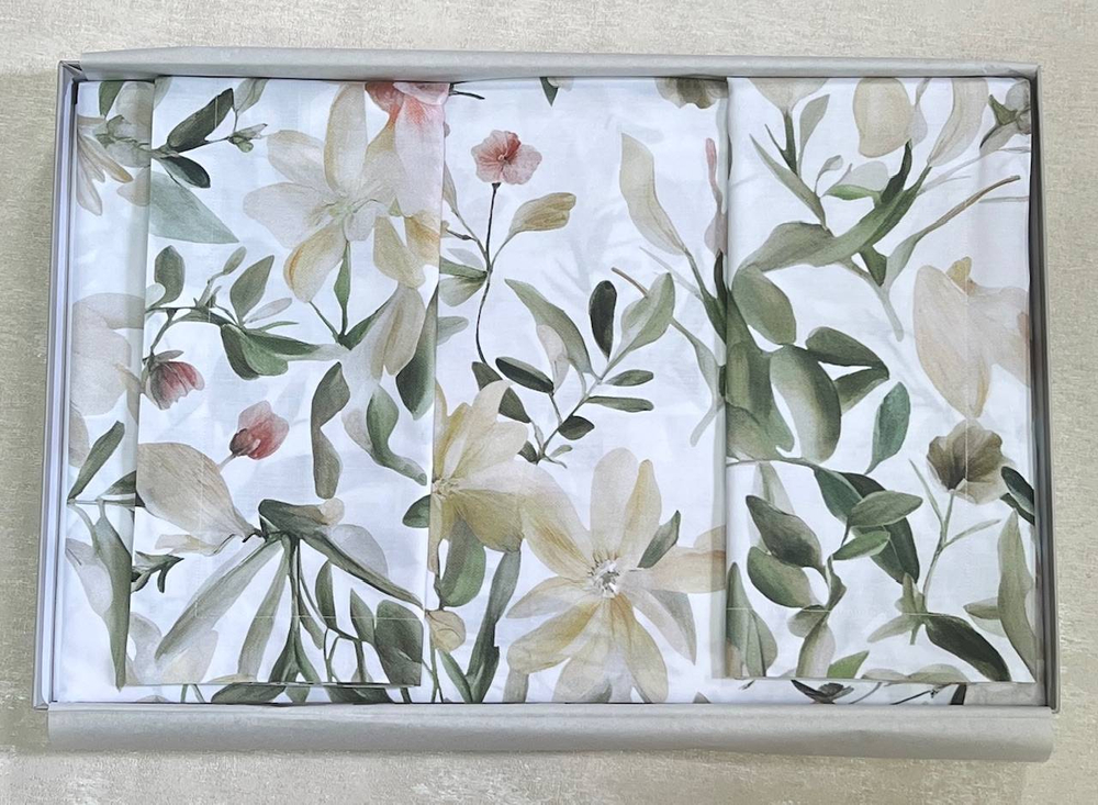 Постельное белье 2 спальное евро Mirabello Clematis серо-розовое