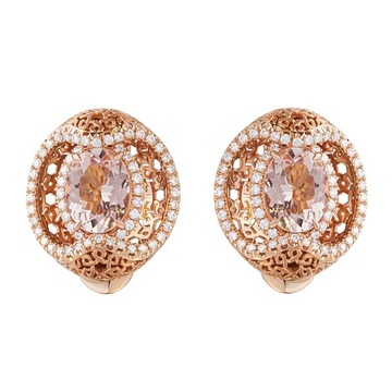 Серьги С Морганитами и Бриллиантами, E0144-11/1