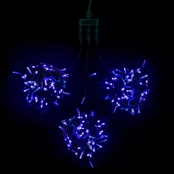 Комплект мерцающих гирлянд на деревья 60 м., 3 луча по 20 м, 24V, 600 синих LED ламп, черный ПВХ, LTC (KDD600BLW-11-1B)