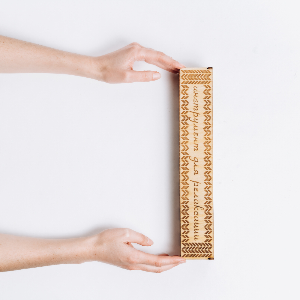 Деревянное Опорное веретено в подарочном органайзере, коробке. OV6