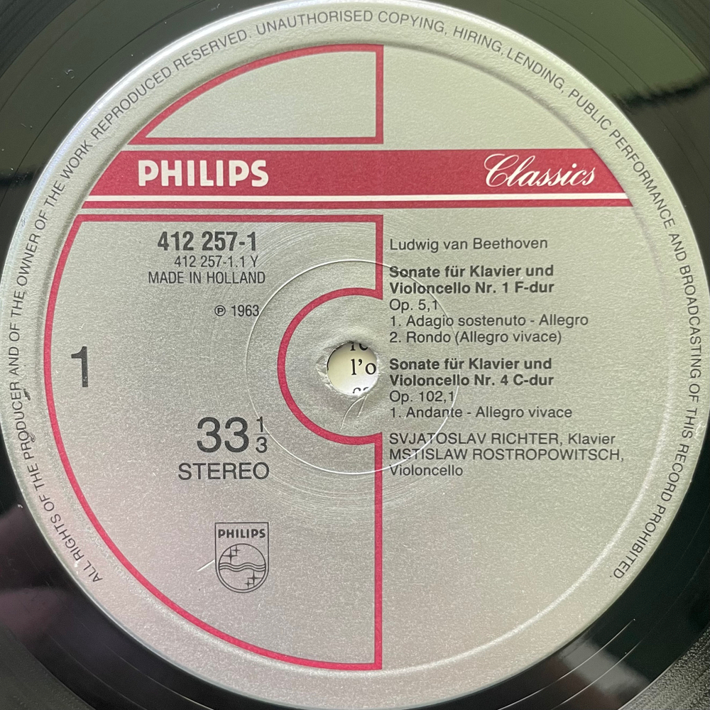 Бетховен - Ростропович, Рихтер - сонаты для фортепиано и виолончели (Голландия 1985г.)