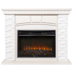 Портал Firelight Porto 25 камень белый, шпон беленый дуб