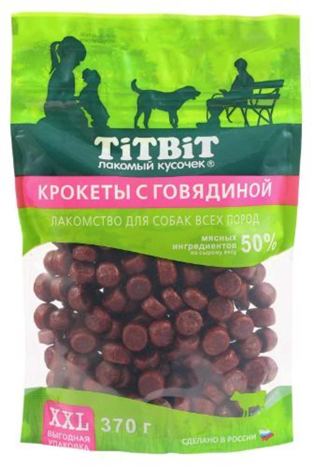 Лакомство TiTBiT для собак Крокеты с Говядиной, выгодная упаковка XXL 370 г