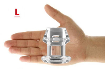 Анальная пробка с тоннелем Warmy прозрачная 7,7 см