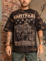 Футболка Варгградъ мужская тай-дай чёрная «Всадник»