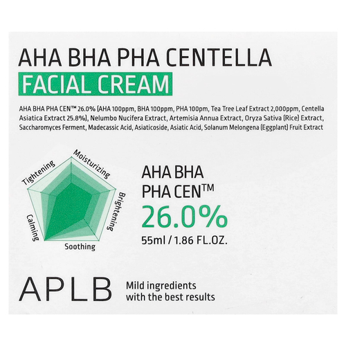 APLB, крем для лица с готу колой, AHA, BHA и PHA, 55 мл (1,86 жидк. унции)