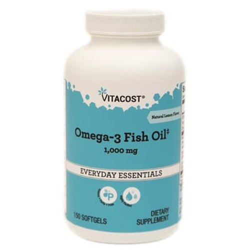 Vitacost, рыбий жир с омега-3, с натуральным лимонным вкусом, 1000 мг, 150 капсул