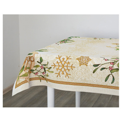 Скатерть 140х180см Mix&Match Home Золотые шары и ягоды бежевая