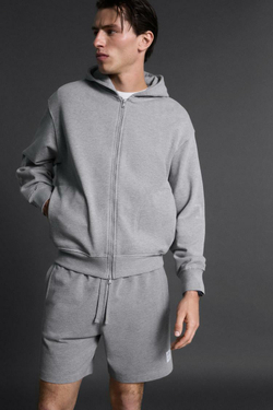 ZARA ШОРТЫ ДЖОГГЕРЫ, СЕРЫЙ С МЕЛАНЖЕВЫМ ЭФФЕКТОМ