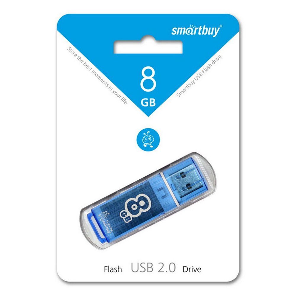 USB-флеш (USB 2.0) 8GB Smartbuy Glossy Синий