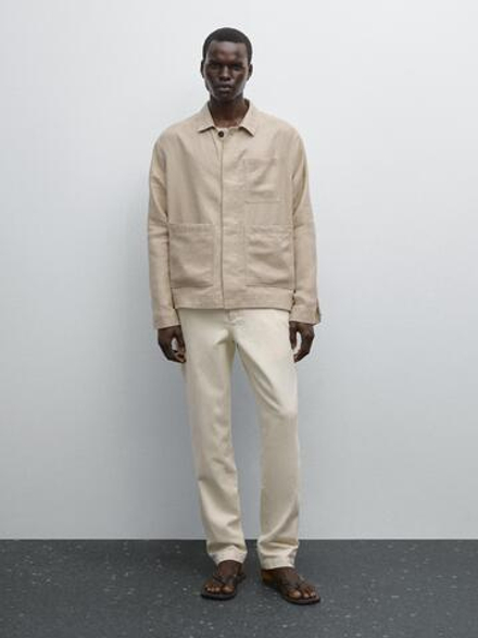 Massimo Dutti Зауженные брюки, кремовый