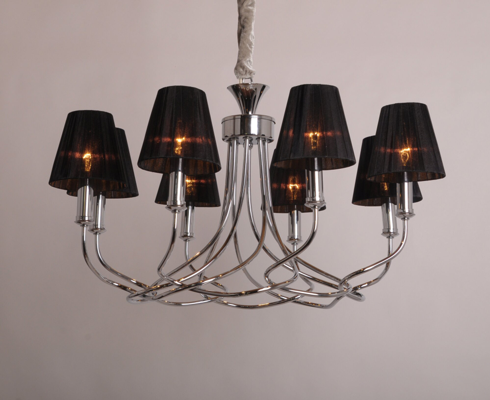 Подвесная люстра Abrasax Anke с абажурами из ткани, 8 ламп, площадь освещения 18 кв м