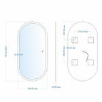 Зеркало MIXLINE "Виола" 500*1000 (ШВ) сенсорный выкл., светодиодная подсветка гор/верт крепеж