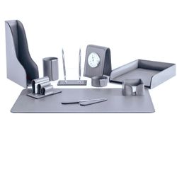 Настольный набор из кожи Cuoietto серии Business из 10 предметов (NBCGrey10)