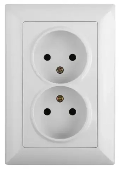 Розетка Intro Solo 4-204-01 без заземления двойная 2х2P 16А-250В IP20 скрытой установки белая