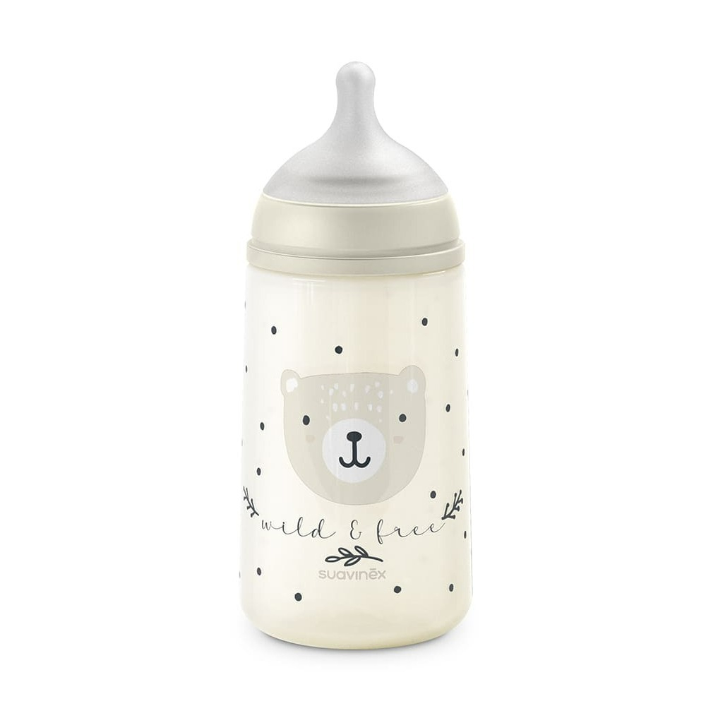 Бутылочка для кормления Suavinex Wild 270 мл, бежевая, 3 мес+