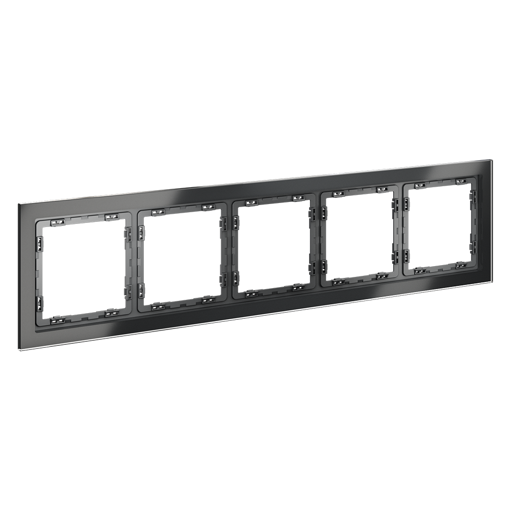 Рамка стеклянная VOLTUM S70 на 5 постов, (графит, стекло)