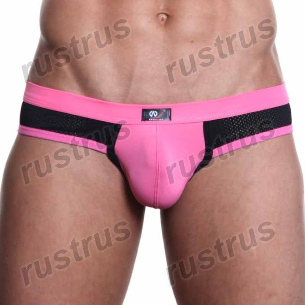 Мужские трусы брифы розовые с черными вставками WANGJIANG WG00035