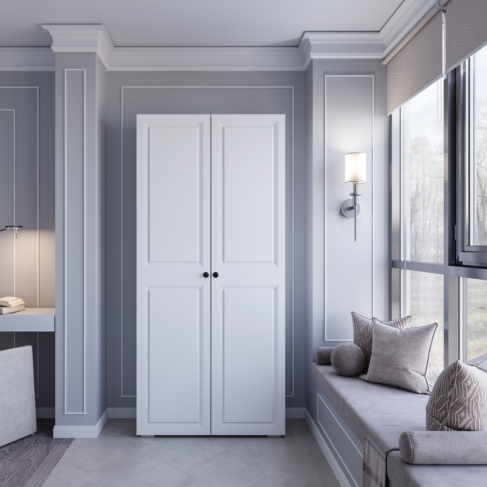 Шкаф 2-х створчатый Софт ШК-01 белый/эмаль белая F26