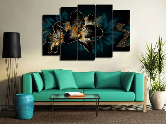 Модульная картина "Абстрактные цветы"