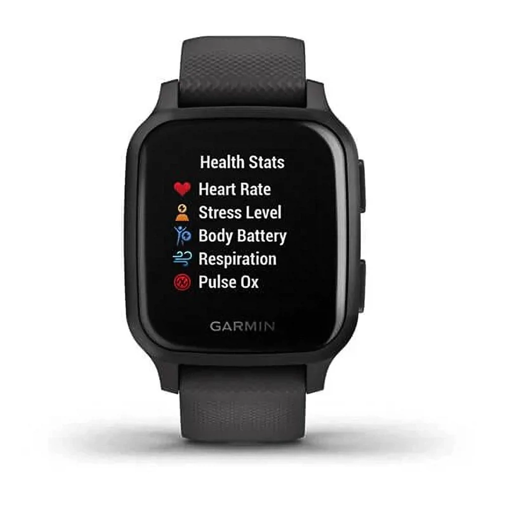 Спортивные наручные часы Garmin Venu Sq серый с алюминиевым безелем и с силиконовым ремешком 010-02427-10