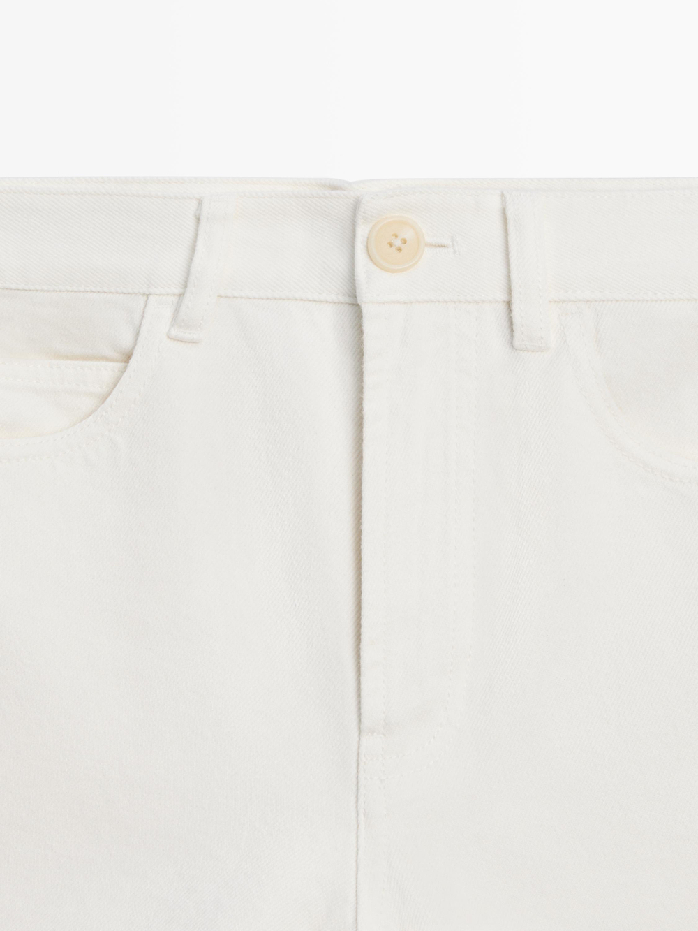 Massimo Dutti Джинсовые шорты со средней посадкой, экрю