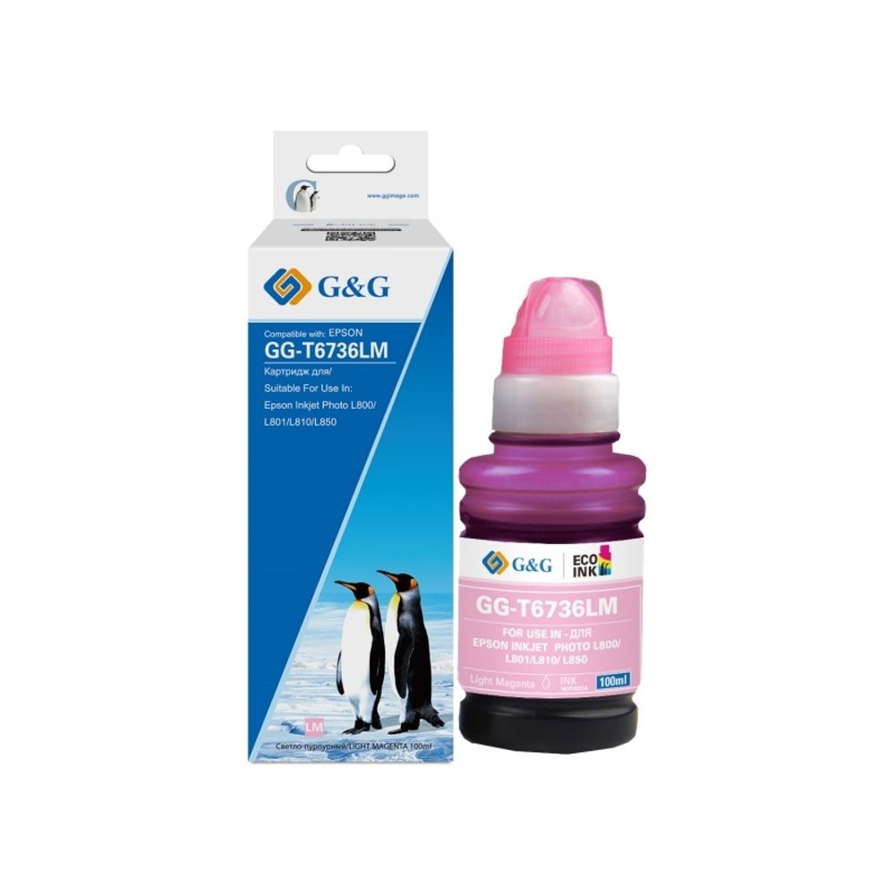 Чернила G&amp;G, аналог Epson 673 (C13T67364A) для L1800/L800/L805/L810/L850 светло-пурпурные