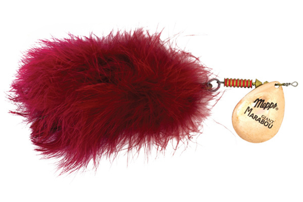 Блесна вращающаяся Mepps GIANT MARABOU Copper/Red (блистер)