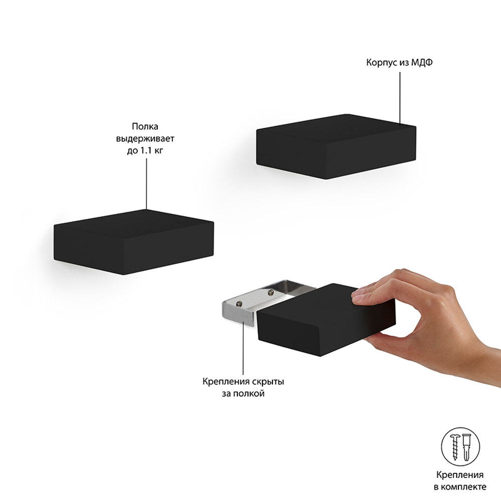 Набор полок showcase, черный, 3 шт.