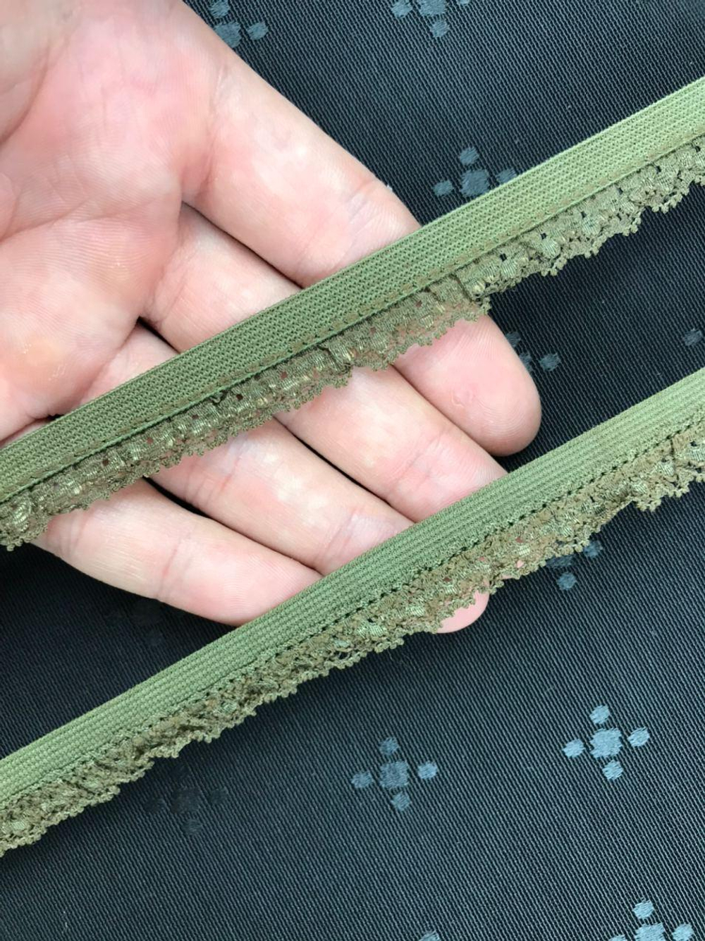 Отделочная резинка ажурная зеленая 14 мм