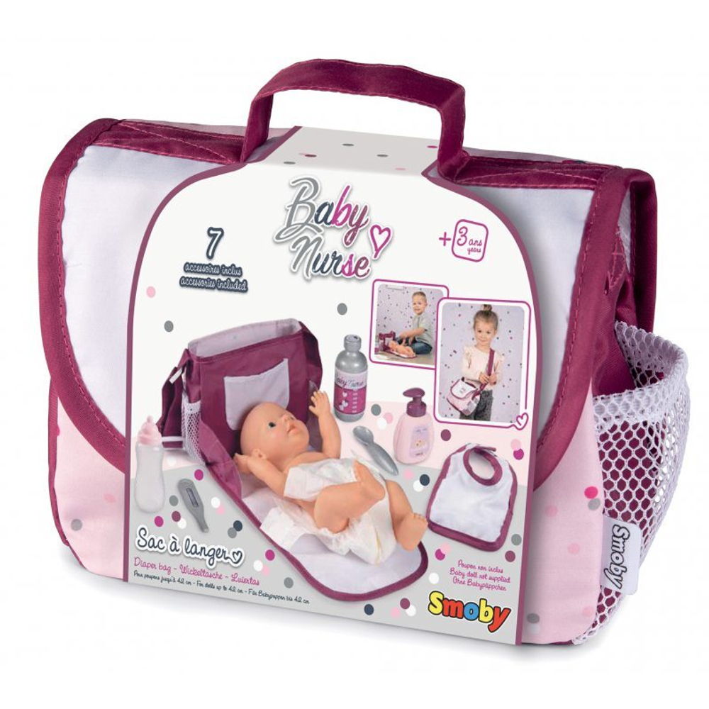 набор Smoby Baby Nurse - сумка для пеленания + аксессуары для кукол 220363