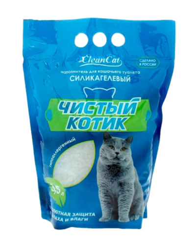 Чистый котик Силикагелевый наполнитель 3,5л.