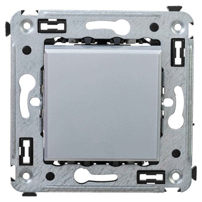 Выключатель одноклавишный в стену, "Avanti", "Закаленная сталь"