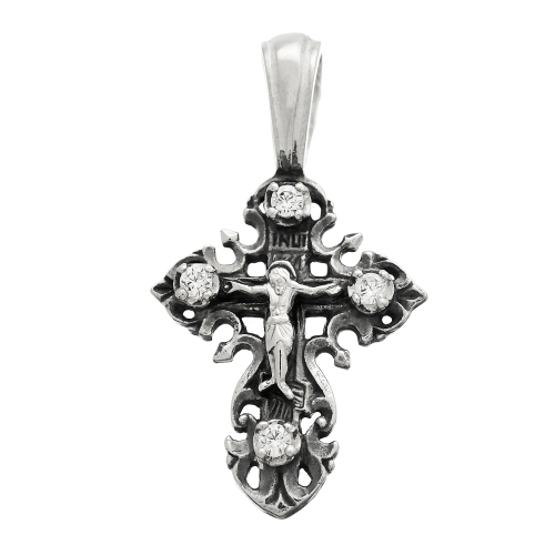 Крест из серебра/Чернение/Со вставкой из фианитов