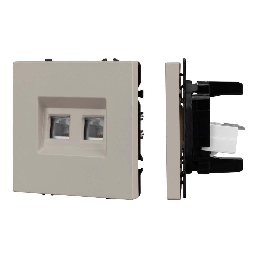 Механизм сдвоенной компьютерной розетки SCT-NOBE-MPC2-SFPL-CA (RJ-45, CAT6) (Arlight, Кашемир) 059450