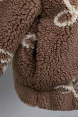 ZARA КУРТКА ИЗ ИСКУССТВЕННОЙ ОВЧИНЫ С БАНТАМИ, КОРИЧНЕВЫЙ