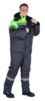 Костюм зимний "Байкит" с полукомбинезоном, т.серый/лимон