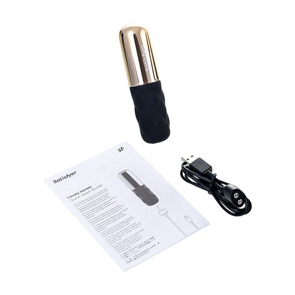 Чёрно-золотистая вибропуля 11см Satisfyer Lovely Honey