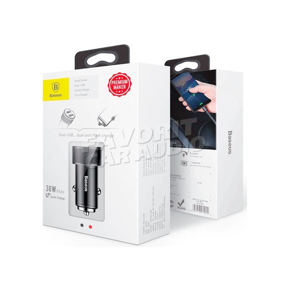 АЗУ 2USB Baseus BSC-C15N Small Screw 3400mA металл чёрный