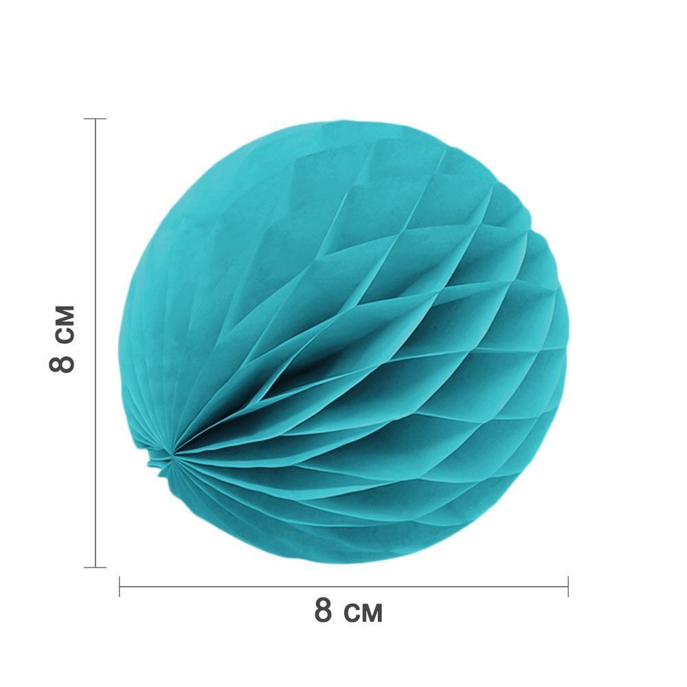 Бумажное украшение, Шар-соты, 8 см, Бирюзовый, 1 шт.