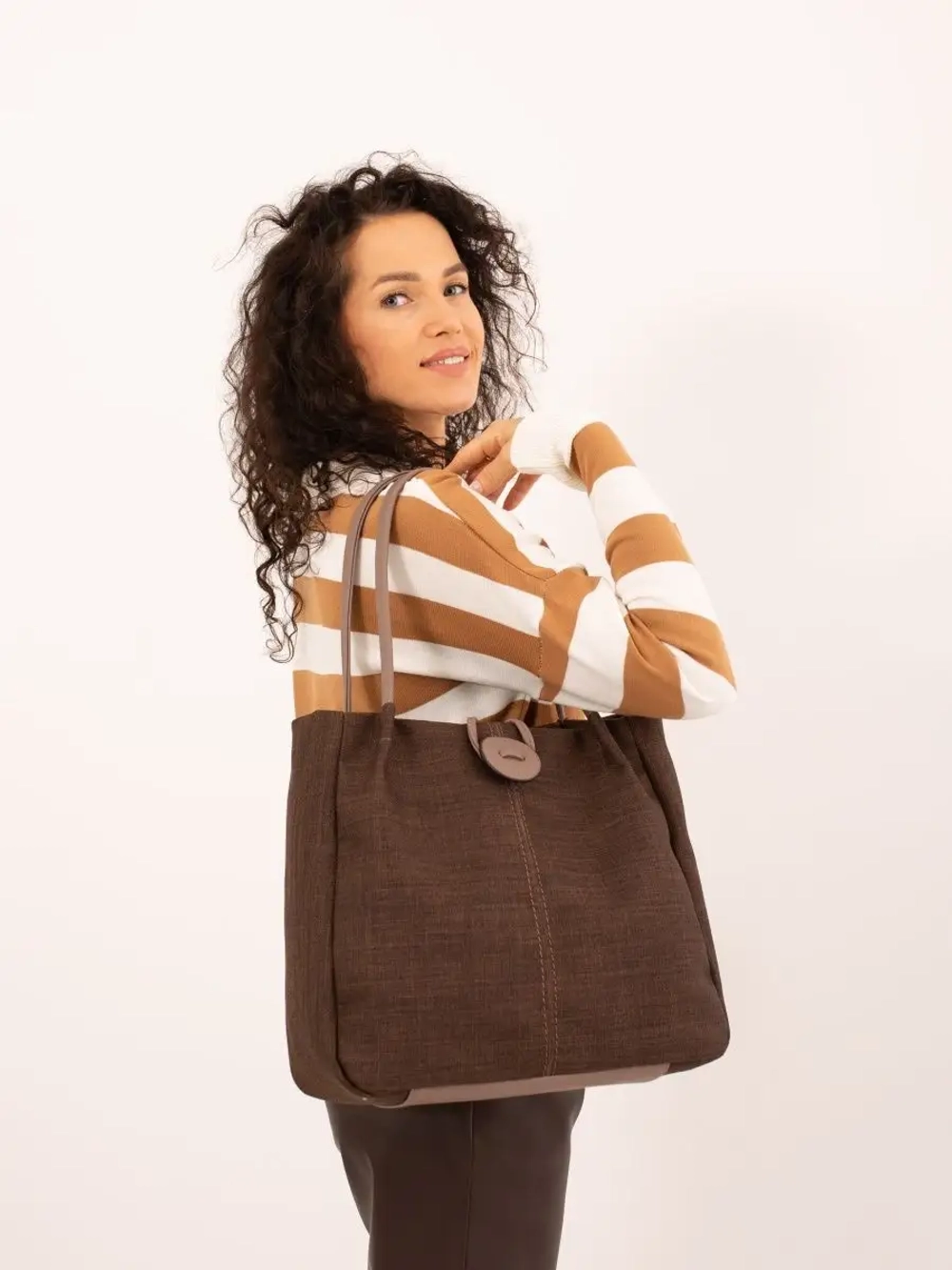 Сумка большая через плечо шоппер мешок