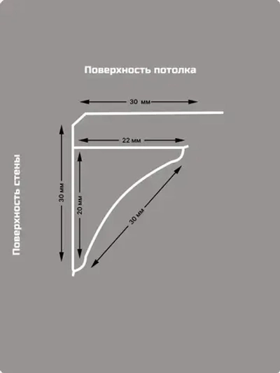 Плинтус потолочный для ПВХ панелей (1м - 2шт и 1,3м - 2шт) Белый (К-7)
