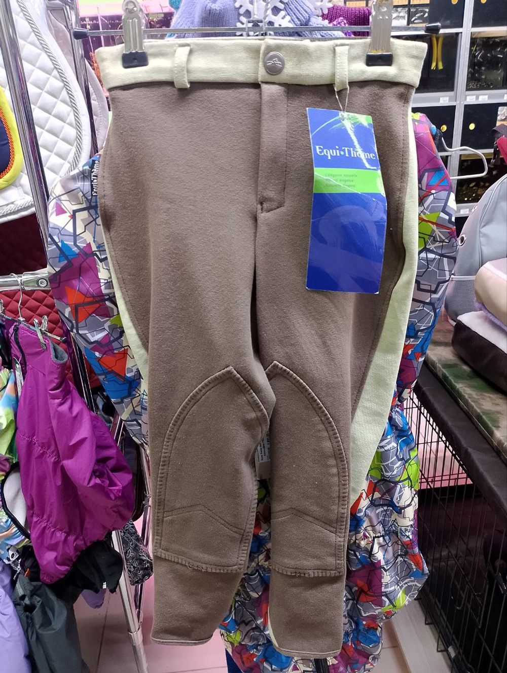 EQUITHEME Бриджи для верховой езды подростковые с коленной леей, двухцветные, 6 лет