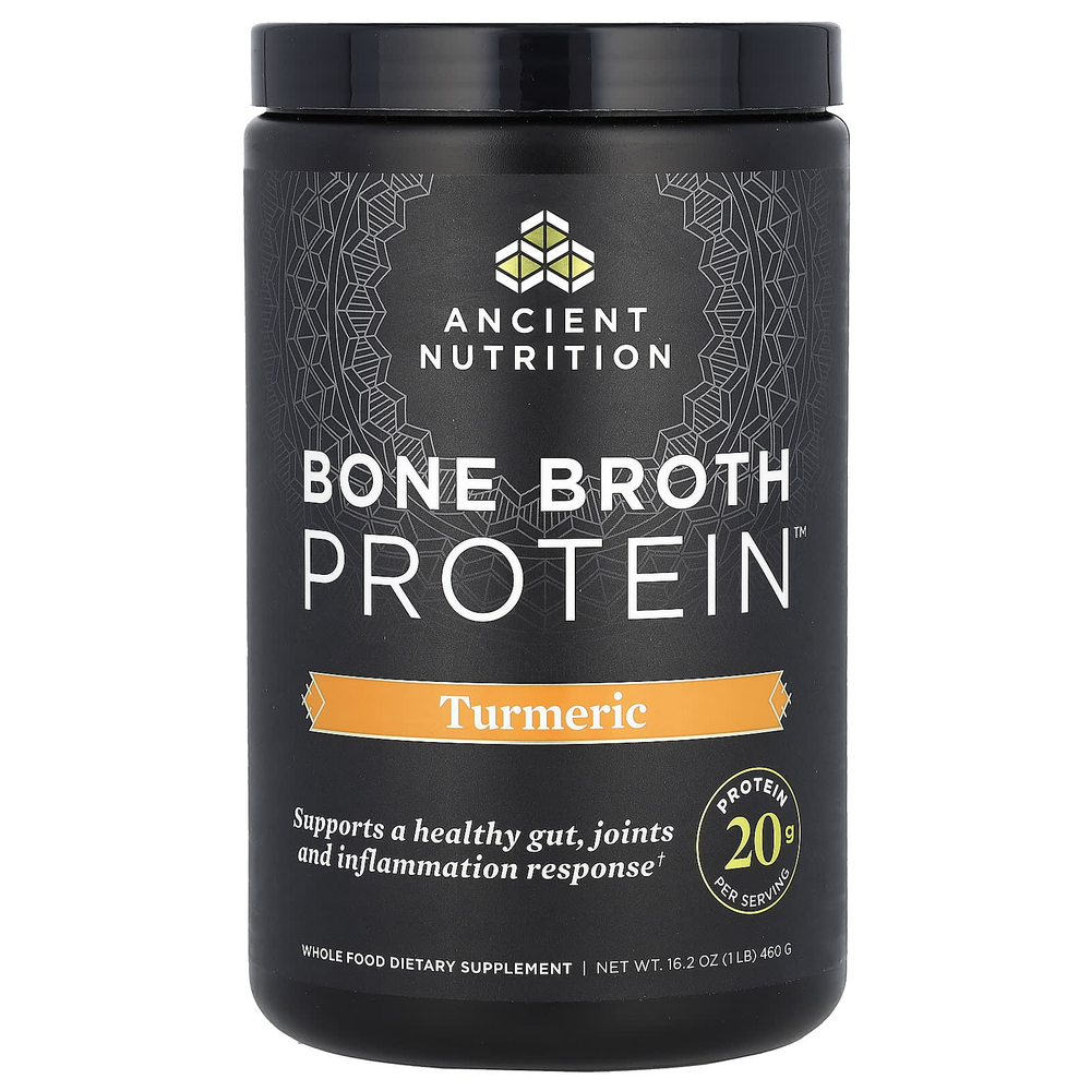 Ancient Nutrition, Bone Broth Protein, куркума, 460 г (1 фунт)