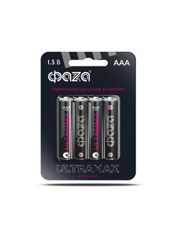 Элемент питания алкалиновый AAA/LR03 1.5В ULTRAMAX LR03UM-B4 BL-4 (уп.4шт) ФАZА 5043084