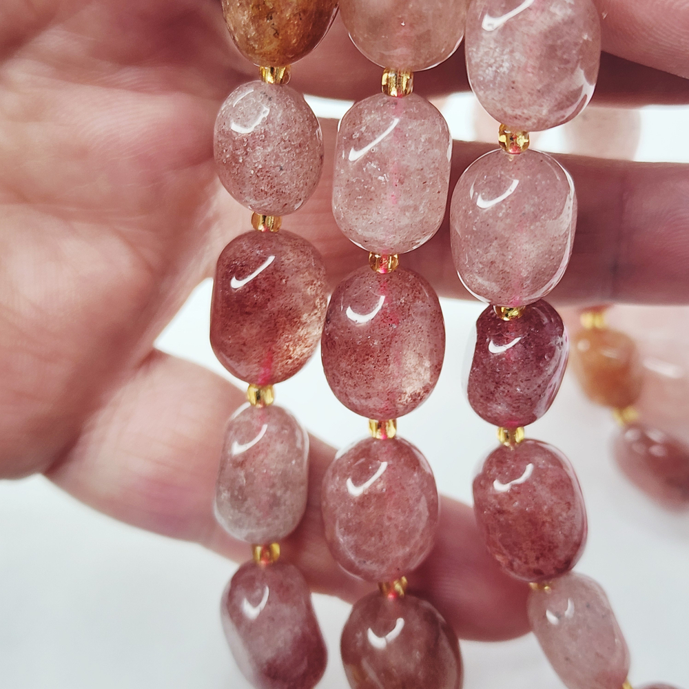 Клубничный кварц, кварц с гематитом, крупная галтовка, 12-15 мм, камни овалы, штучно