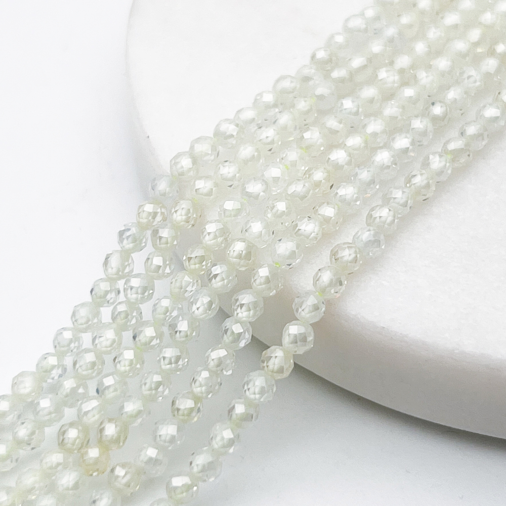 Фианит (кубический цирконий), цвет лимонный, размер 3 мм, цена за нить 37 см